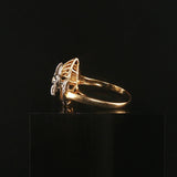 14k Yellow and White Gold 0.05cttw Diamond Fancy Floral Ring Size 9