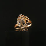 14k Yellow and White Gold 0.05cttw Diamond Fancy Floral Ring Size 9