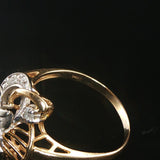 14k Yellow and White Gold 0.05cttw Diamond Fancy Floral Ring Size 9
