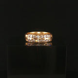 14k Yellow Gold and 0.90cttw Diamond Two Row Band Ring Size 7
