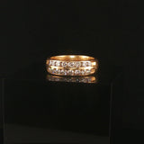 14k Yellow Gold and 0.90cttw Diamond Two Row Band Ring Size 7