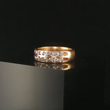 14k Yellow Gold and 0.90cttw Diamond Two Row Band Ring Size 7