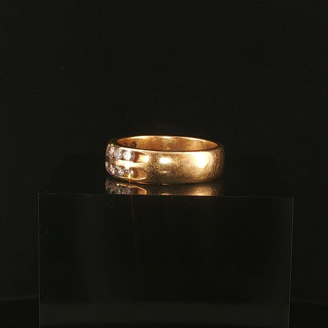 14k Yellow Gold and 0.90cttw Diamond Two Row Band Ring Size 7