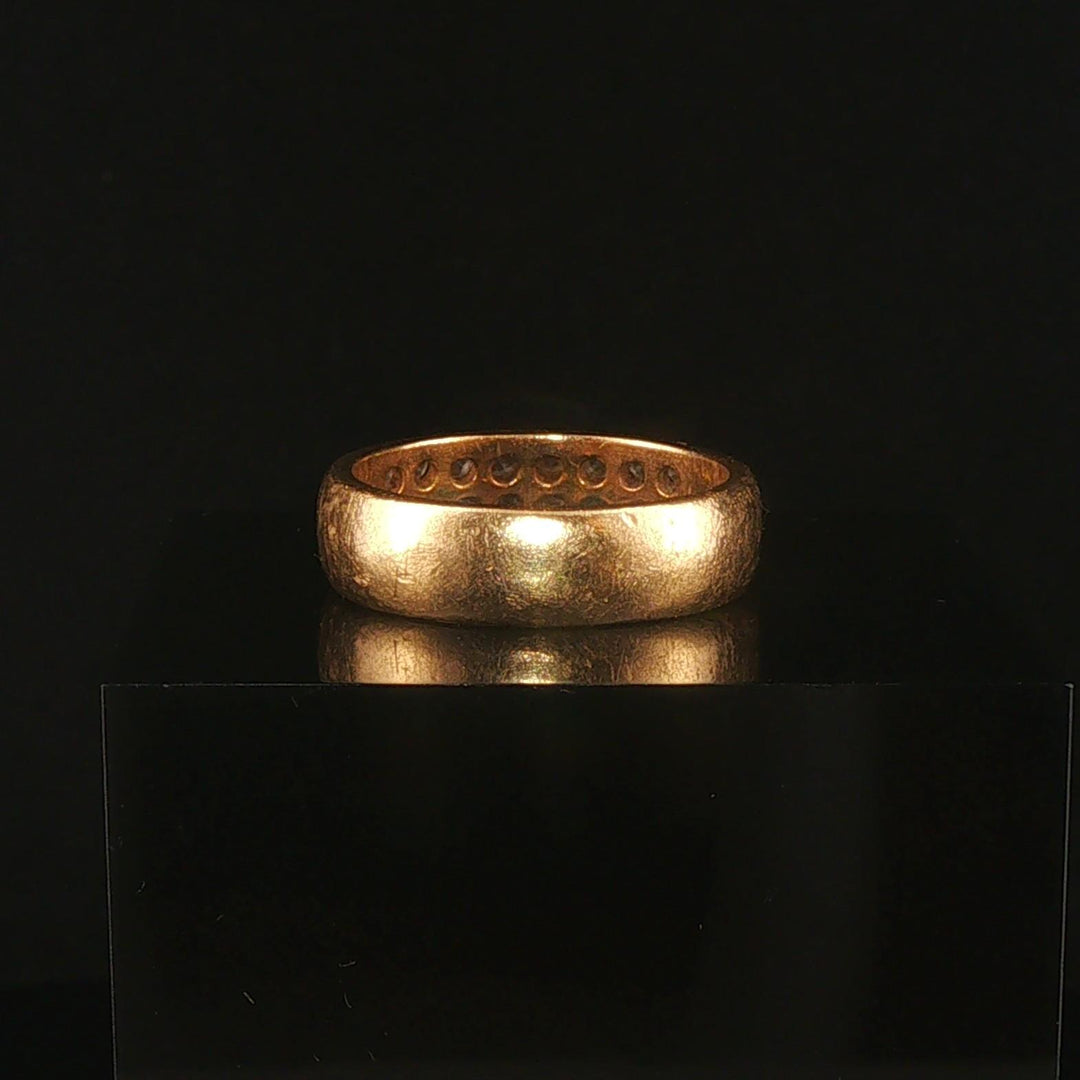 14k Yellow Gold and 0.90cttw Diamond Two Row Band Ring Size 7