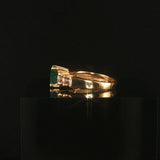 14k Yellow Gold 0.70ct Emerald and Diamond Ladies Ring Size 4