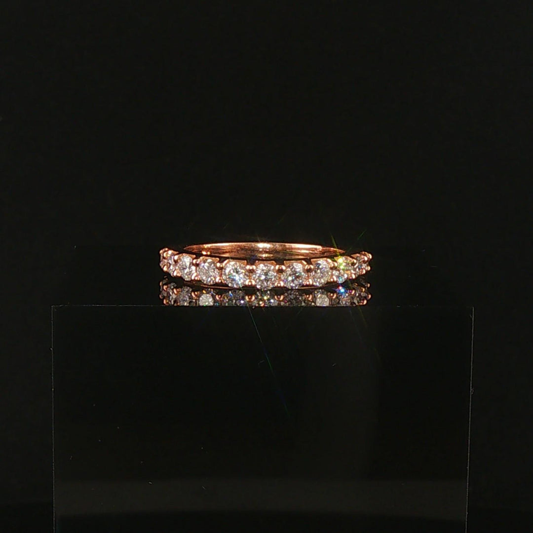 14k Rose Gold and 0.75cttw Diamond Half Eternity Band Ring Size 6.75
