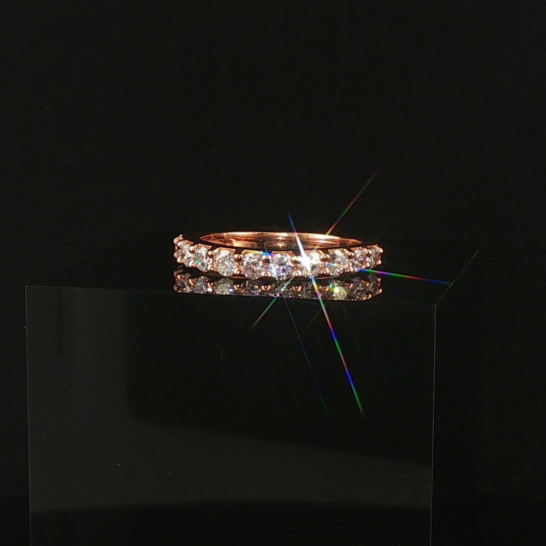 14k Rose Gold and 0.75cttw Diamond Half Eternity Band Ring Size 6.75