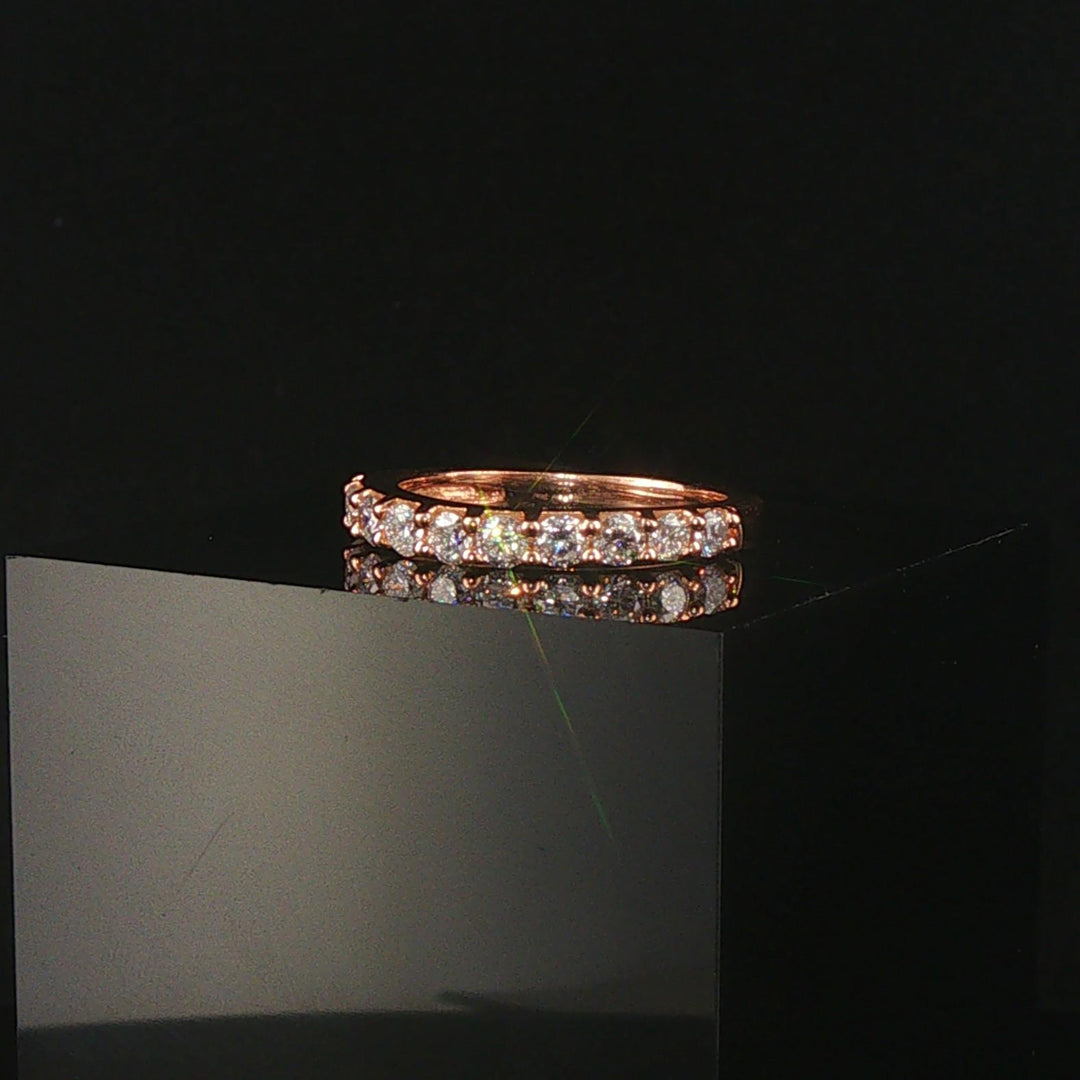 14k Rose Gold and 0.75cttw Diamond Half Eternity Band Ring Size 6.75
