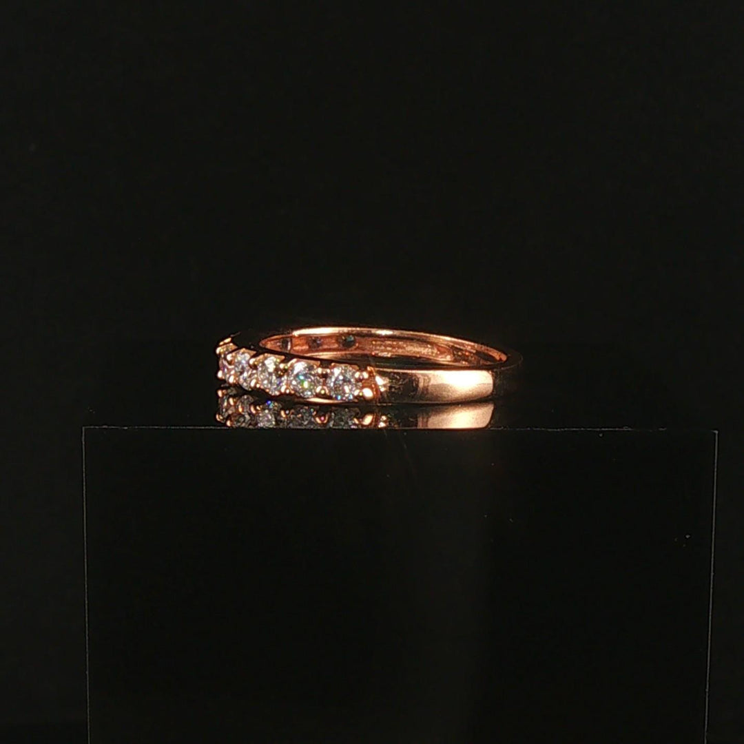 14k Rose Gold and 0.75cttw Diamond Half Eternity Band Ring Size 6.75