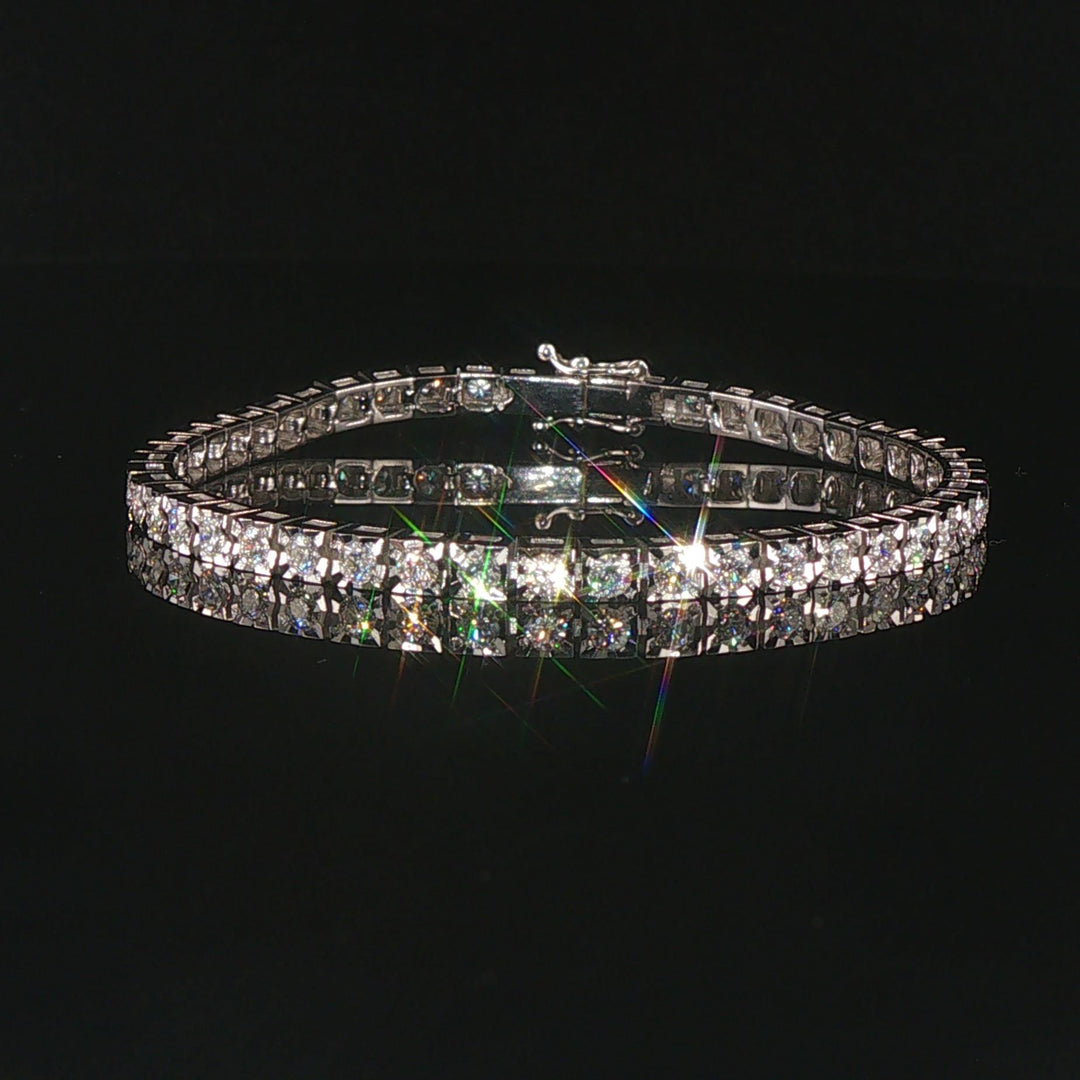 18k White Gold and 2cttw Diamond Tennis Link Bracelet Italy 6.25"
