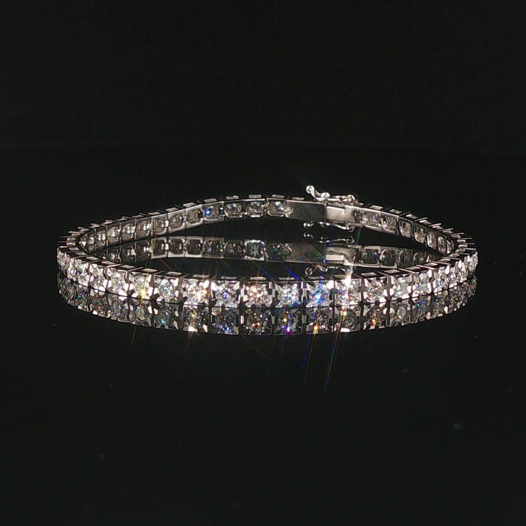 18k White Gold and 2cttw Diamond Tennis Link Bracelet Italy 6.25"