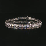 18k White Gold and 2cttw Diamond Tennis Link Bracelet Italy 6.25"