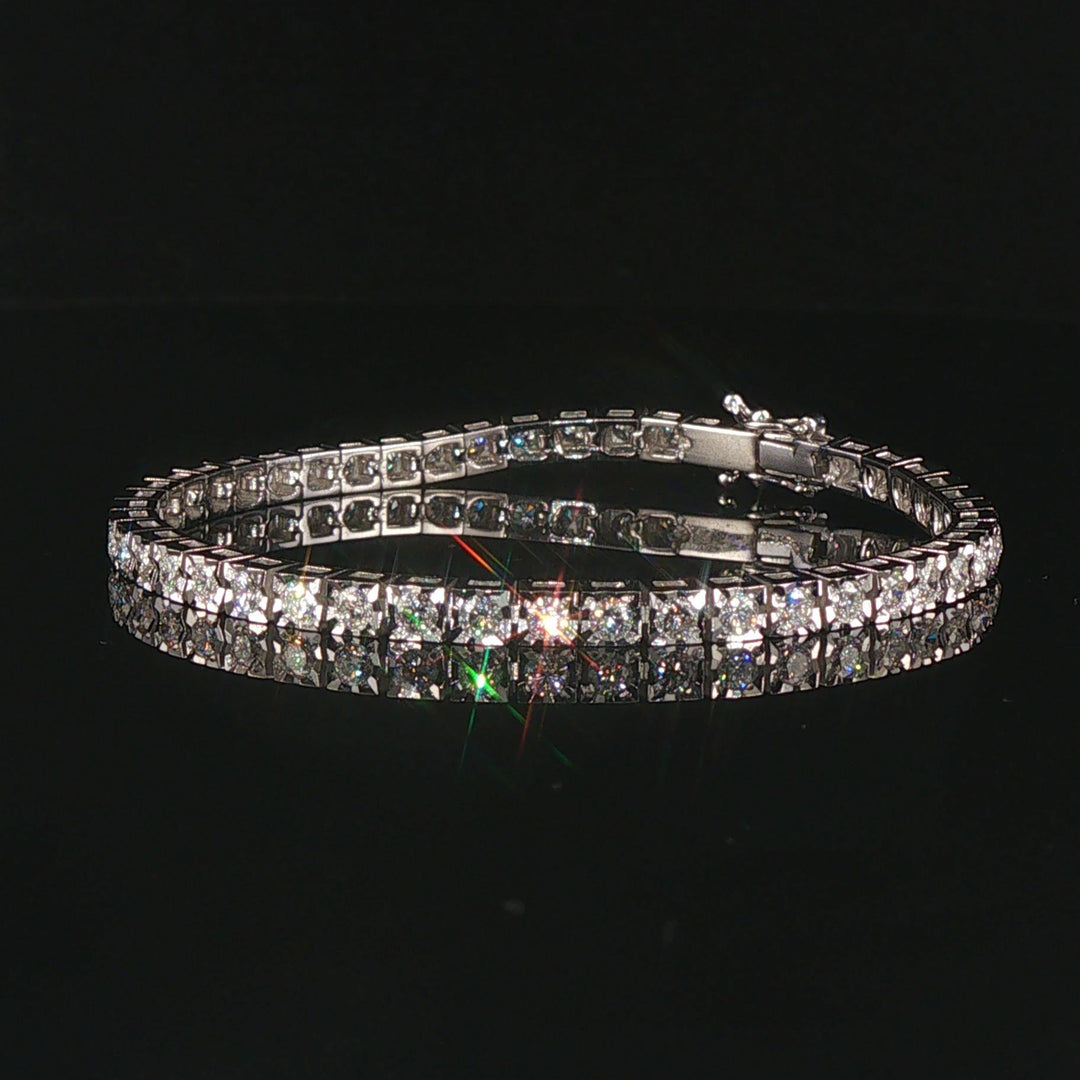 18k White Gold and 2cttw Diamond Tennis Link Bracelet Italy 6.25"