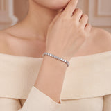 18k White Gold and 2cttw Diamond Tennis Link Bracelet Italy 6.25"