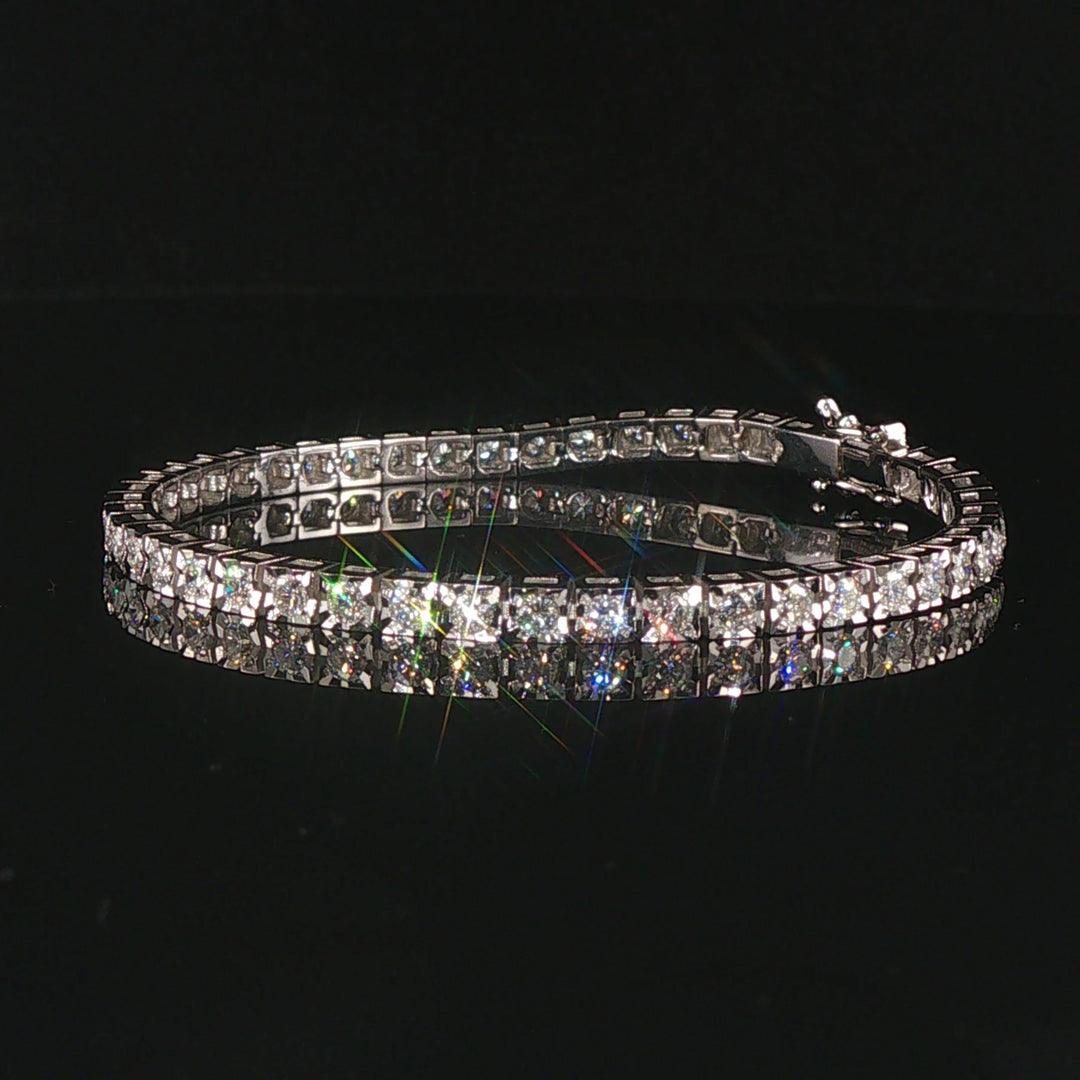 18k White Gold and 2cttw Diamond Tennis Link Bracelet Italy 6.25"
