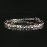 18k White Gold and 2cttw Diamond Tennis Link Bracelet Italy 6.25"