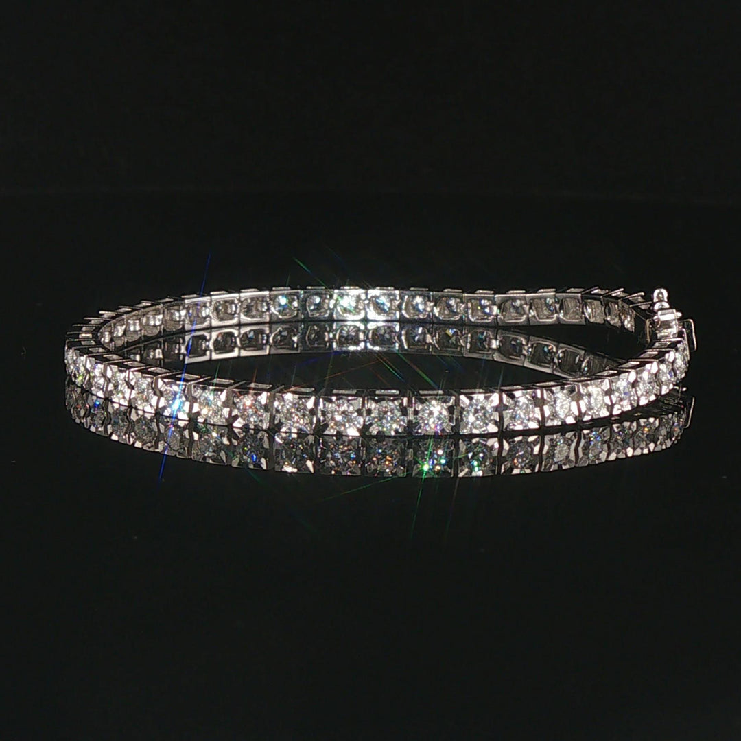 18k White Gold and 2cttw Diamond Tennis Link Bracelet Italy 6.25"