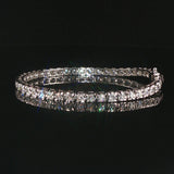 18k White Gold and 2cttw Diamond Tennis Link Bracelet Italy 6.25"