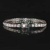 18k White Gold and 2cttw Diamond Tennis Link Bracelet Italy 6.25"