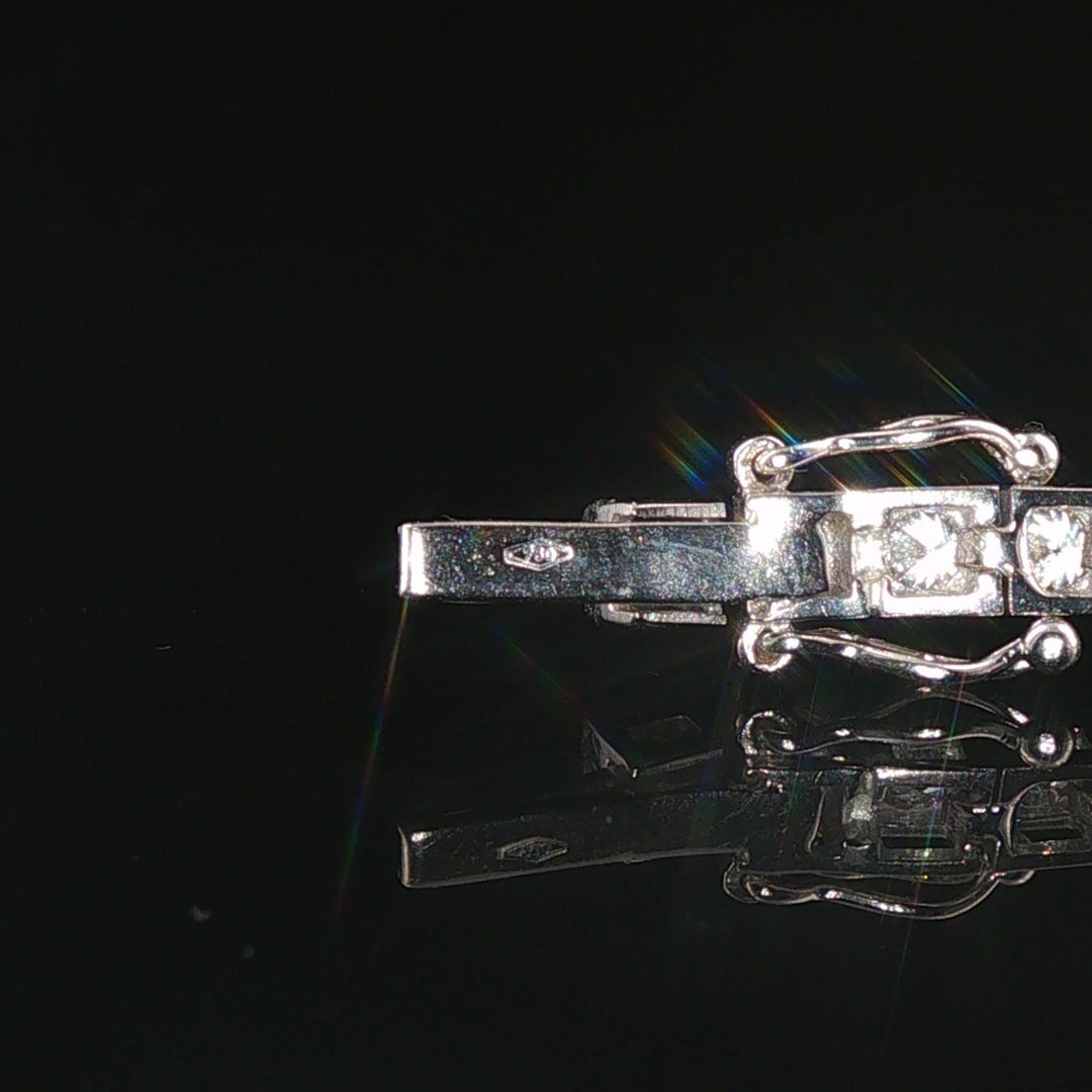 18k White Gold and 2cttw Diamond Tennis Link Bracelet Italy 6.25"