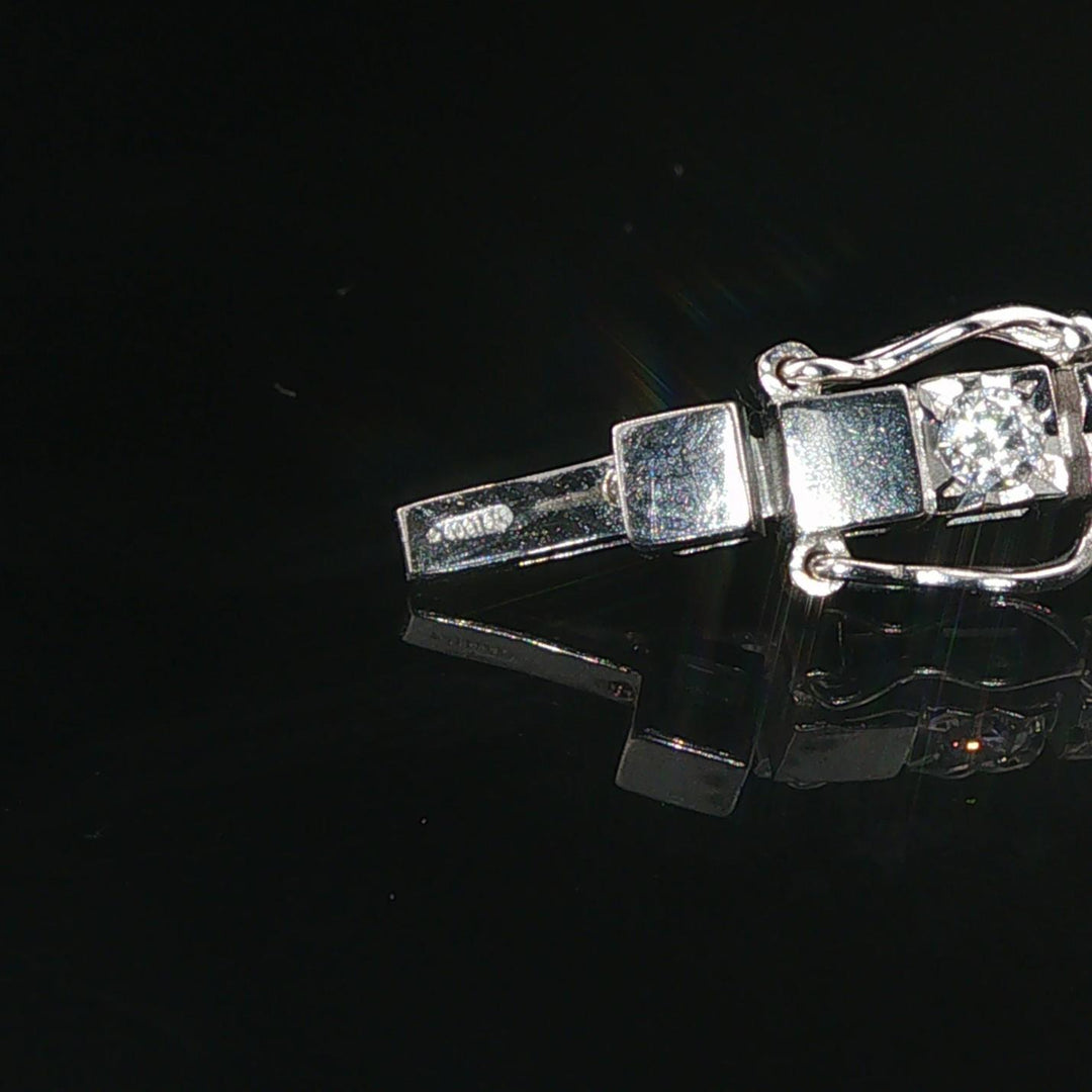 18k White Gold and 2cttw Diamond Tennis Link Bracelet Italy 6.25"