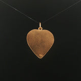 14k Yellow Gold and 0.07ct Diamond Satin Finish Starburst Puffy Heart Pendant