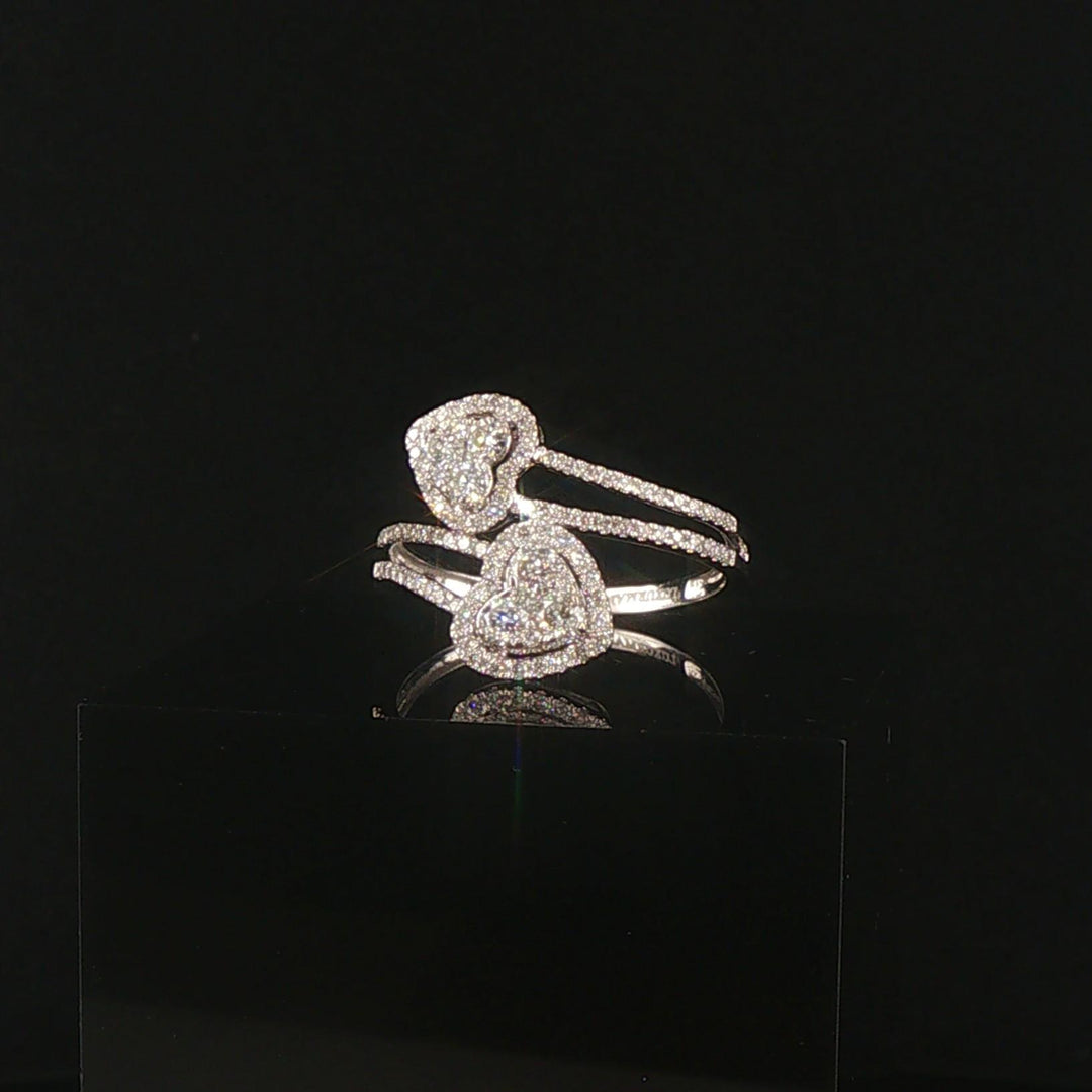 14k White Gold and 0.80cttw Diamond Bypass Heart Ring Size 9