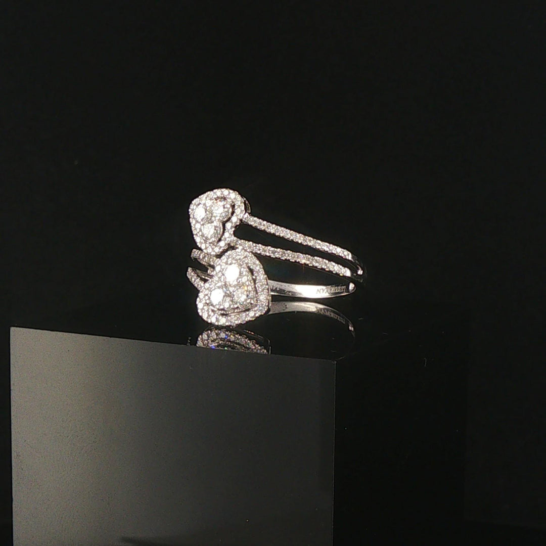 14k White Gold and 0.80cttw Diamond Bypass Heart Ring Size 9