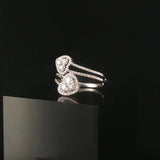 14k White Gold and 0.80cttw Diamond Bypass Heart Ring Size 9