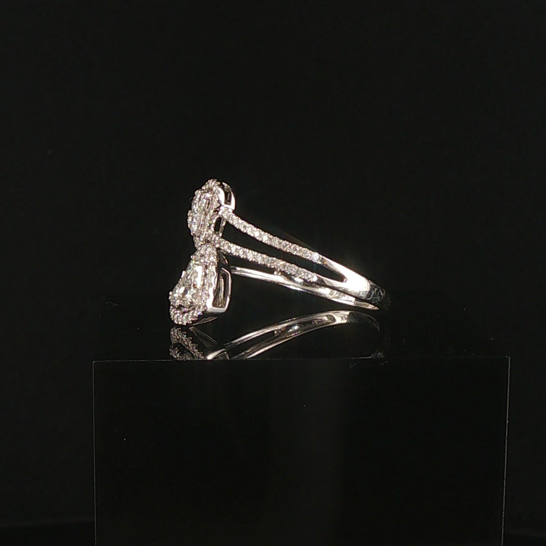 14k White Gold and 0.80cttw Diamond Bypass Heart Ring Size 9