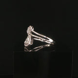 14k White Gold and 0.80cttw Diamond Bypass Heart Ring Size 9
