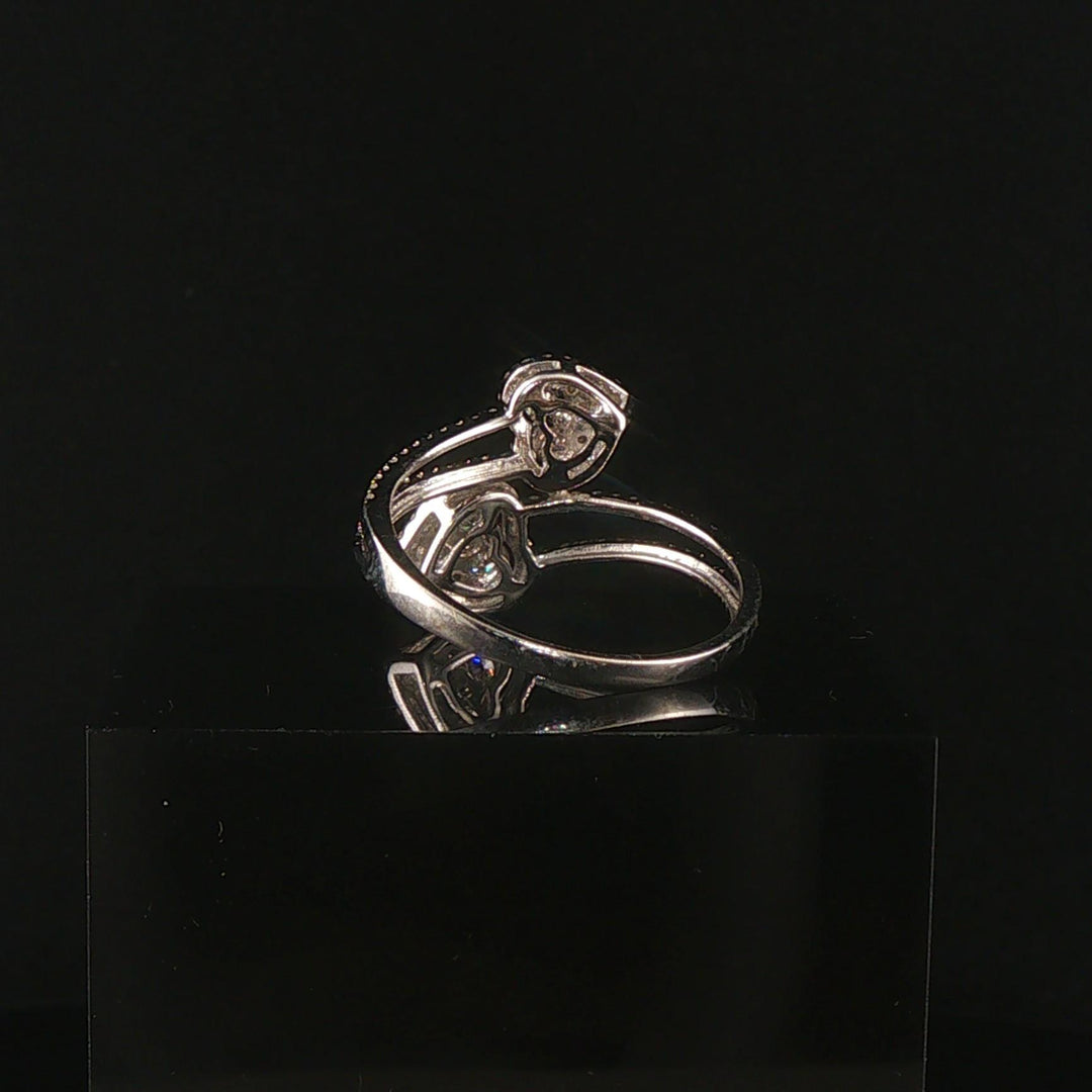 14k White Gold and 0.80cttw Diamond Bypass Heart Ring Size 9