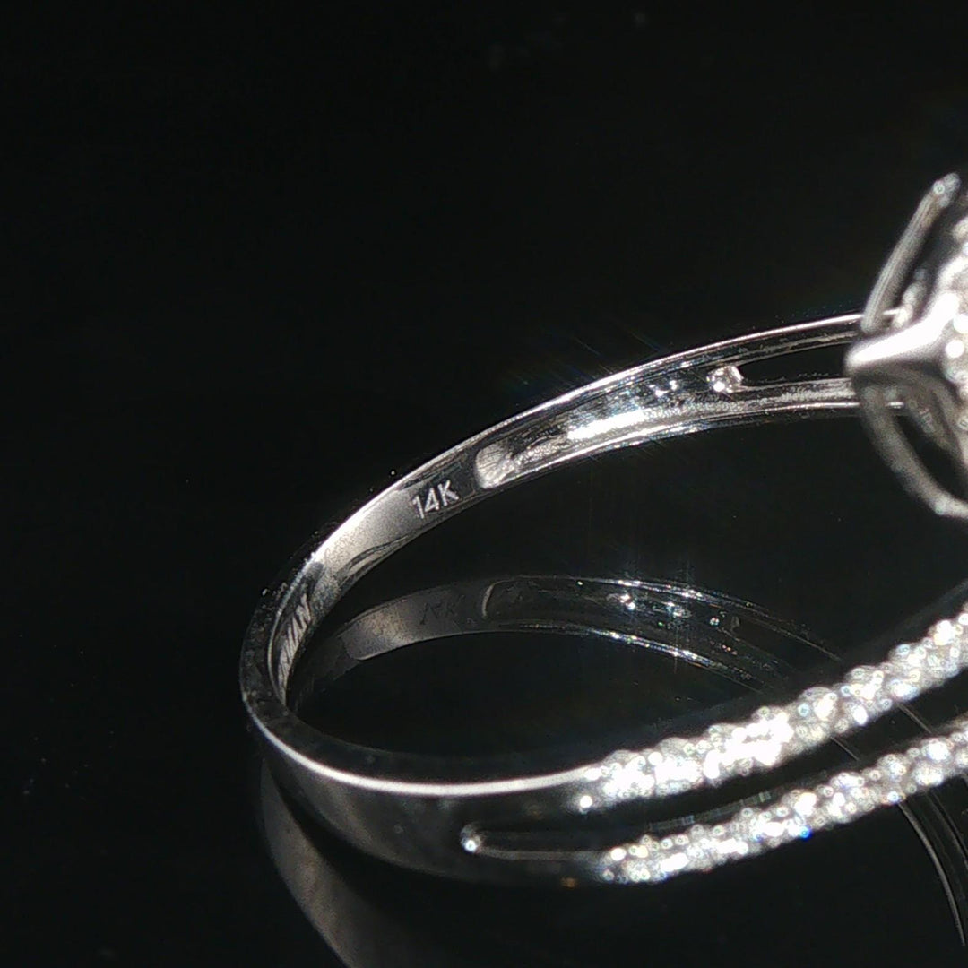 14k White Gold and 0.80cttw Diamond Bypass Heart Ring Size 9