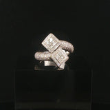 18k White Gold and 0.69cttw Diamond Heavy Crossover Ring Size 7.25