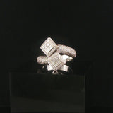 18k White Gold and 0.69cttw Diamond Heavy Crossover Ring Size 7.25