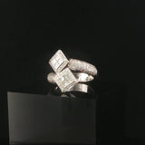 18k White Gold and 0.69cttw Diamond Heavy Crossover Ring Size 7.25