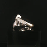 18k White Gold and 0.69cttw Diamond Heavy Crossover Ring Size 7.25