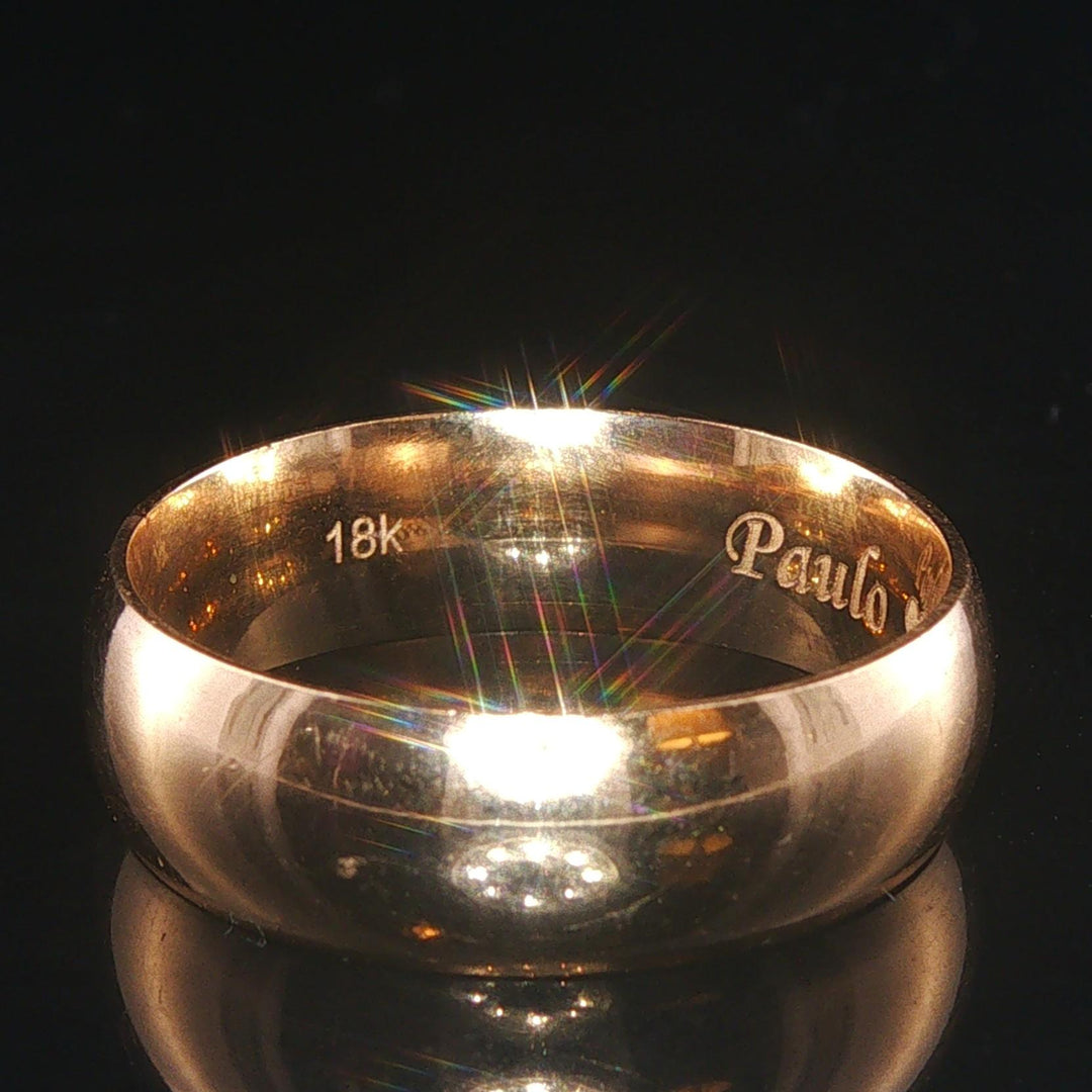 18k Yellow Gold and 0.05ct Flush Set Diamond Band Ring Size 9