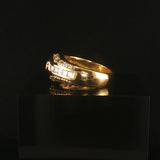 18k Yellow Gold Emerald and 0.80cttw Diamond Vintage Band Ring Size 6