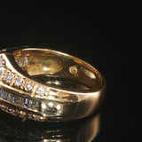 18k Yellow Gold Emerald and 0.80cttw Diamond Vintage Band Ring Size 6