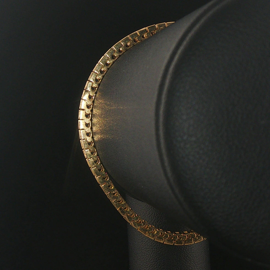 14k Yellow Gold and 3.20cttw Channel Set Diamond Vintage Link Bracelet 7"