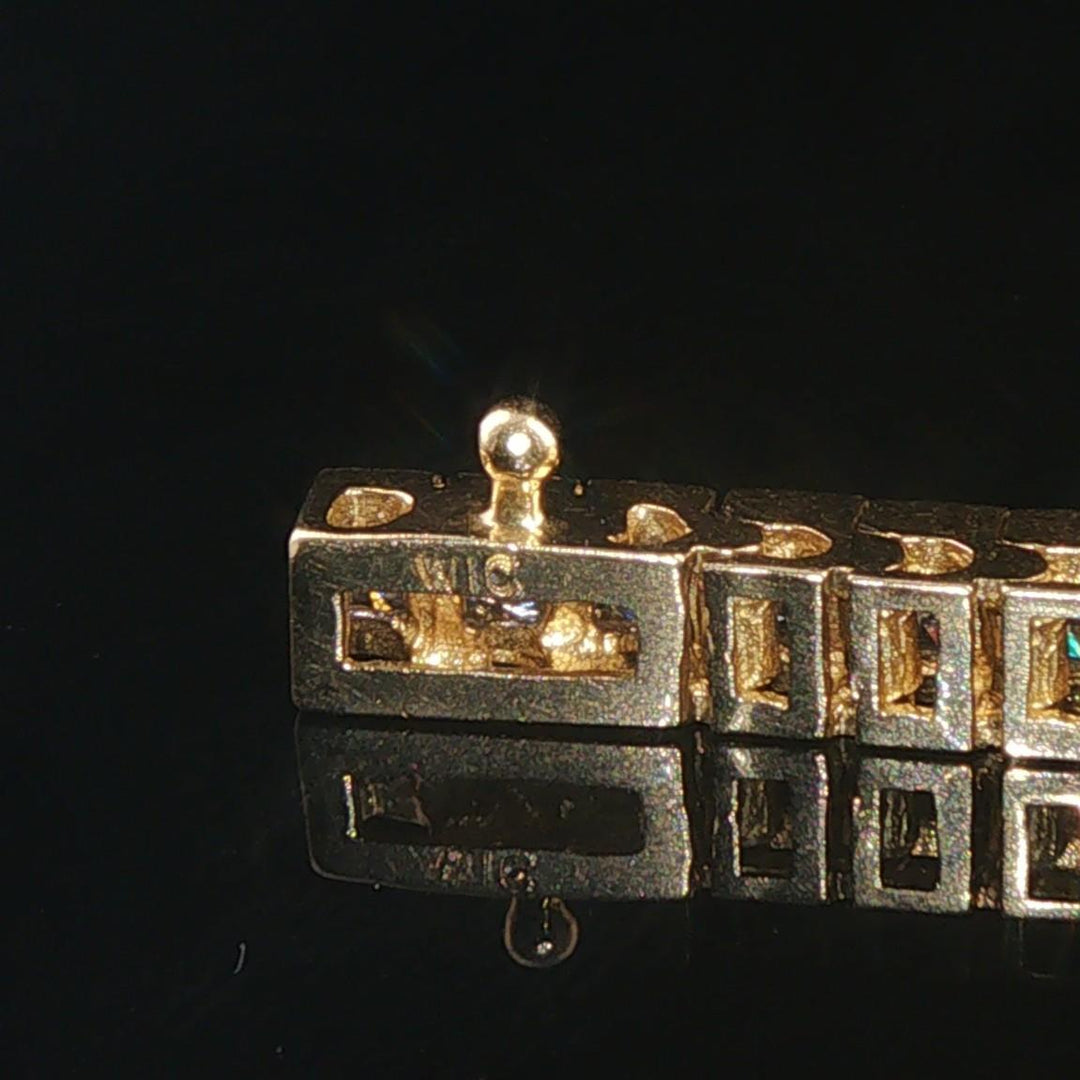 14k Yellow Gold and 3.20cttw Channel Set Diamond Vintage Link Bracelet 7"