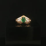 14k Yellow Gold 0.76ct Emerald and 0.50cttw Diamond Ladies Ring Size 6.25