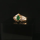14k Yellow Gold 0.76ct Emerald and 0.50cttw Diamond Ladies Ring Size 6.25