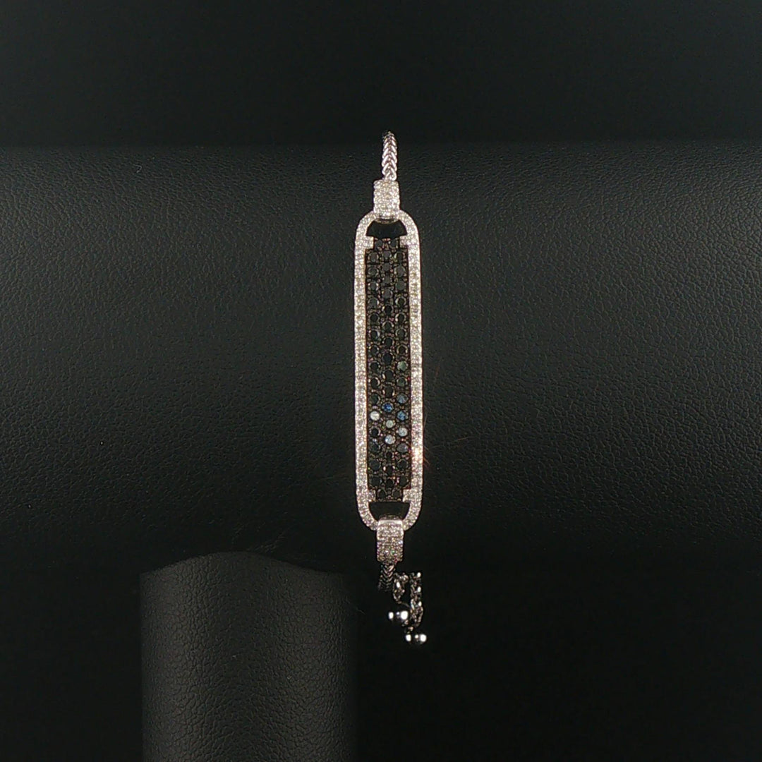 EFFY 14k White Gold 2cttw Black and White Diamond Adjustable Bolo Link Bracelet