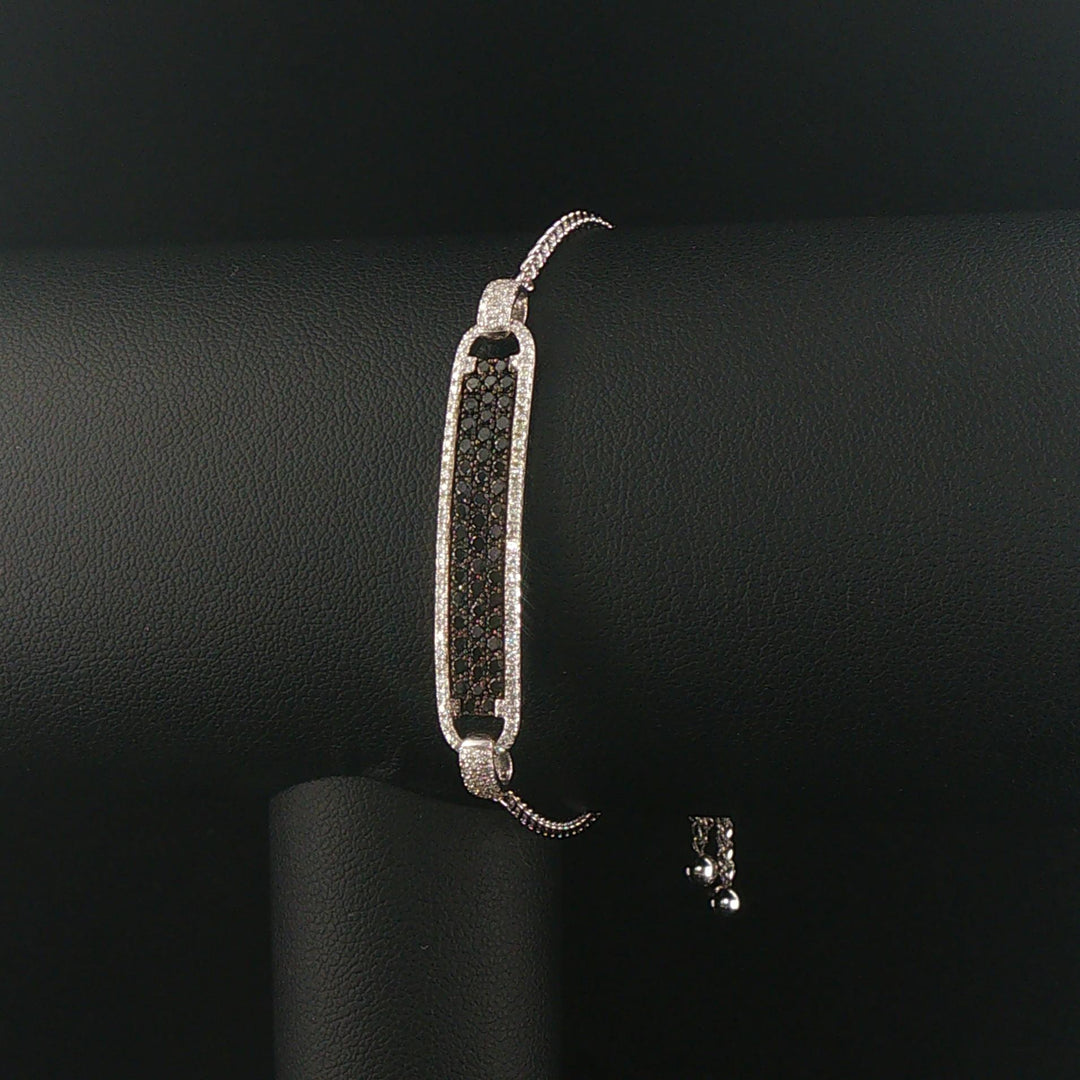 EFFY 14k White Gold 2cttw Black and White Diamond Adjustable Bolo Link Bracelet