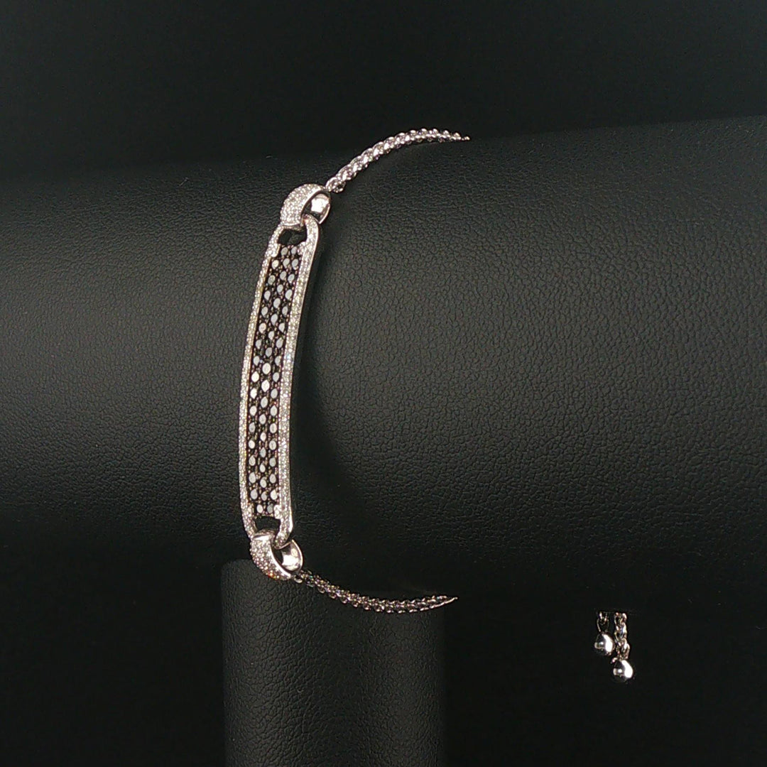 EFFY 14k White Gold 2cttw Black and White Diamond Adjustable Bolo Link Bracelet