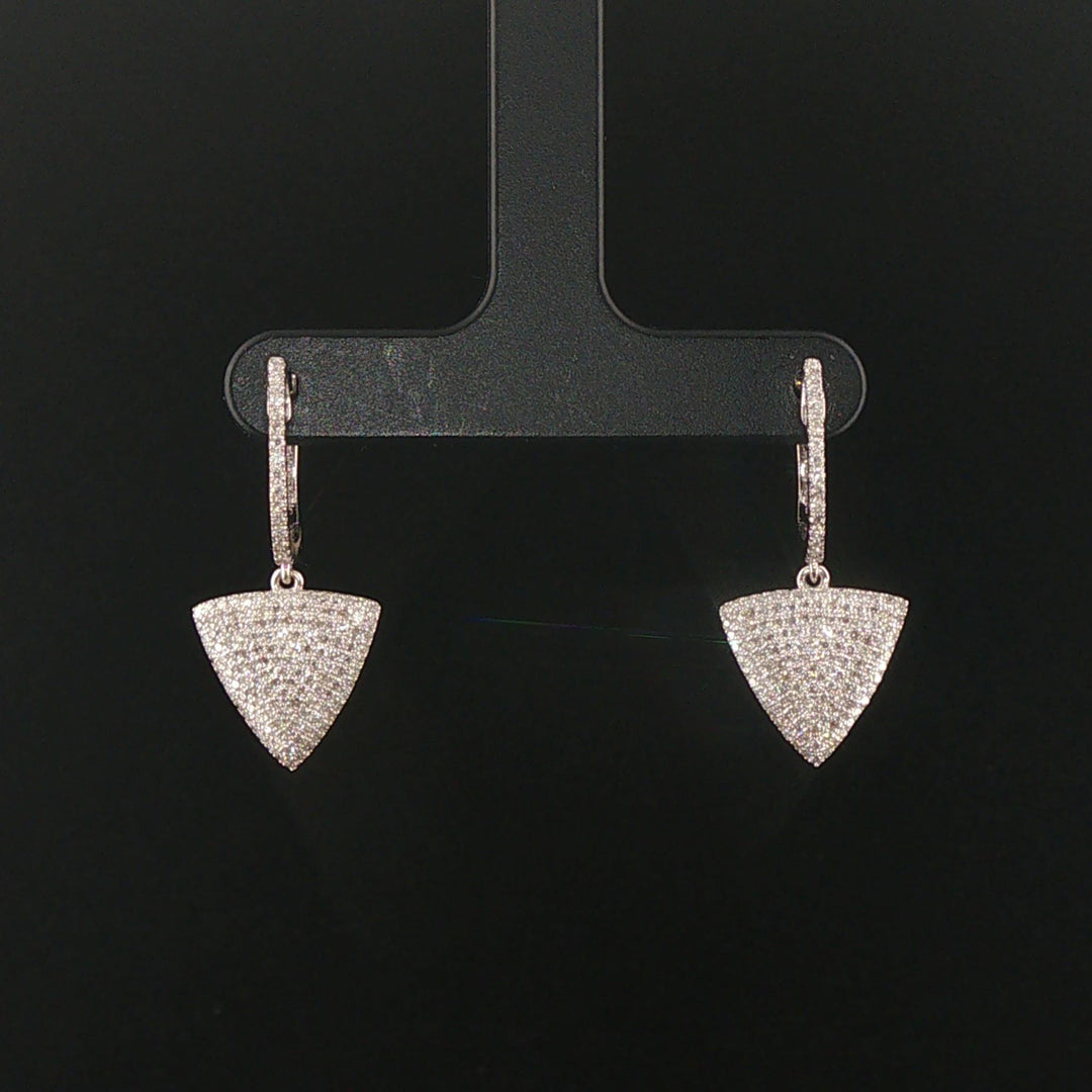 14k White Gold and 2cttw Pave Diamond Drop Dangle Earrings