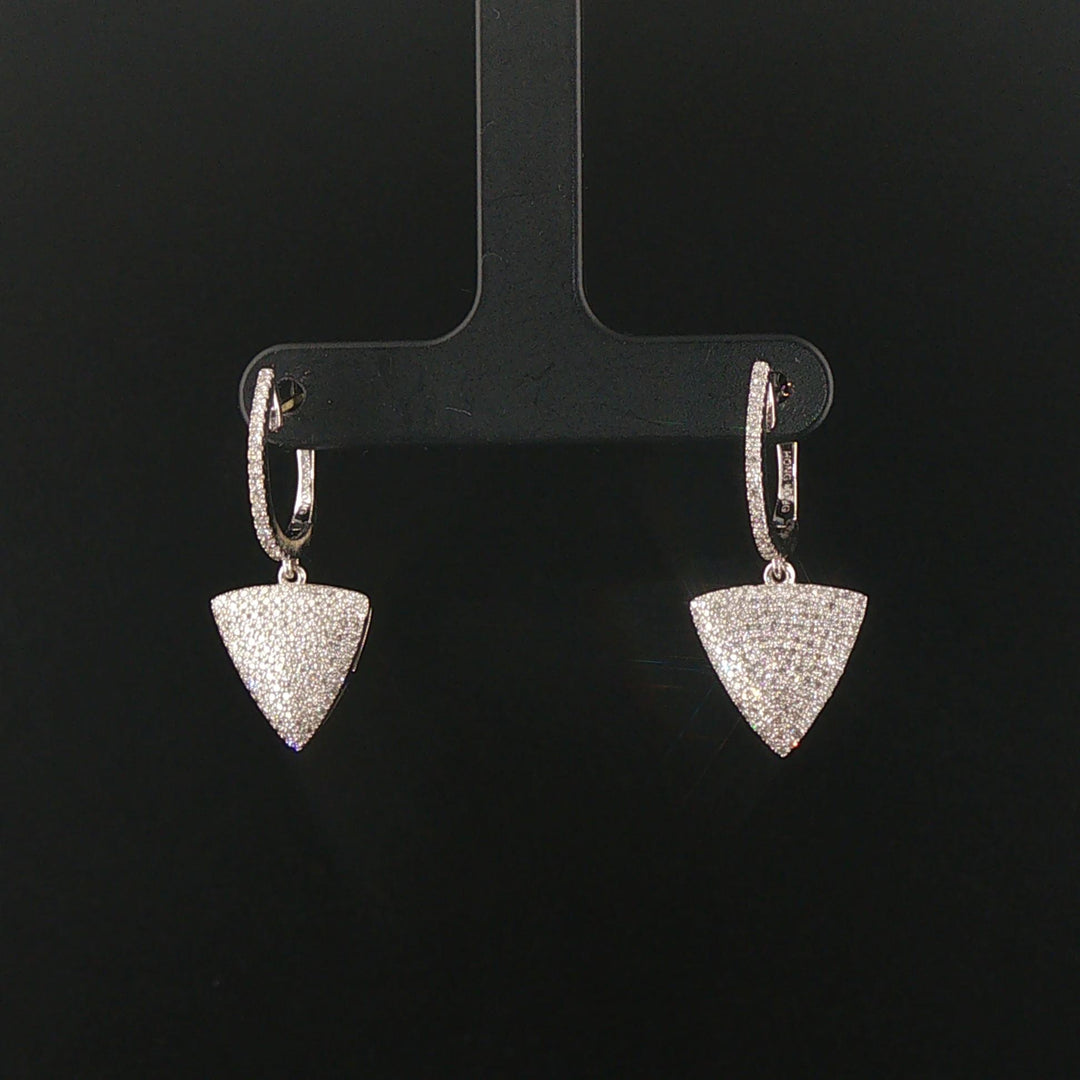 14k White Gold and 2cttw Pave Diamond Drop Dangle Earrings