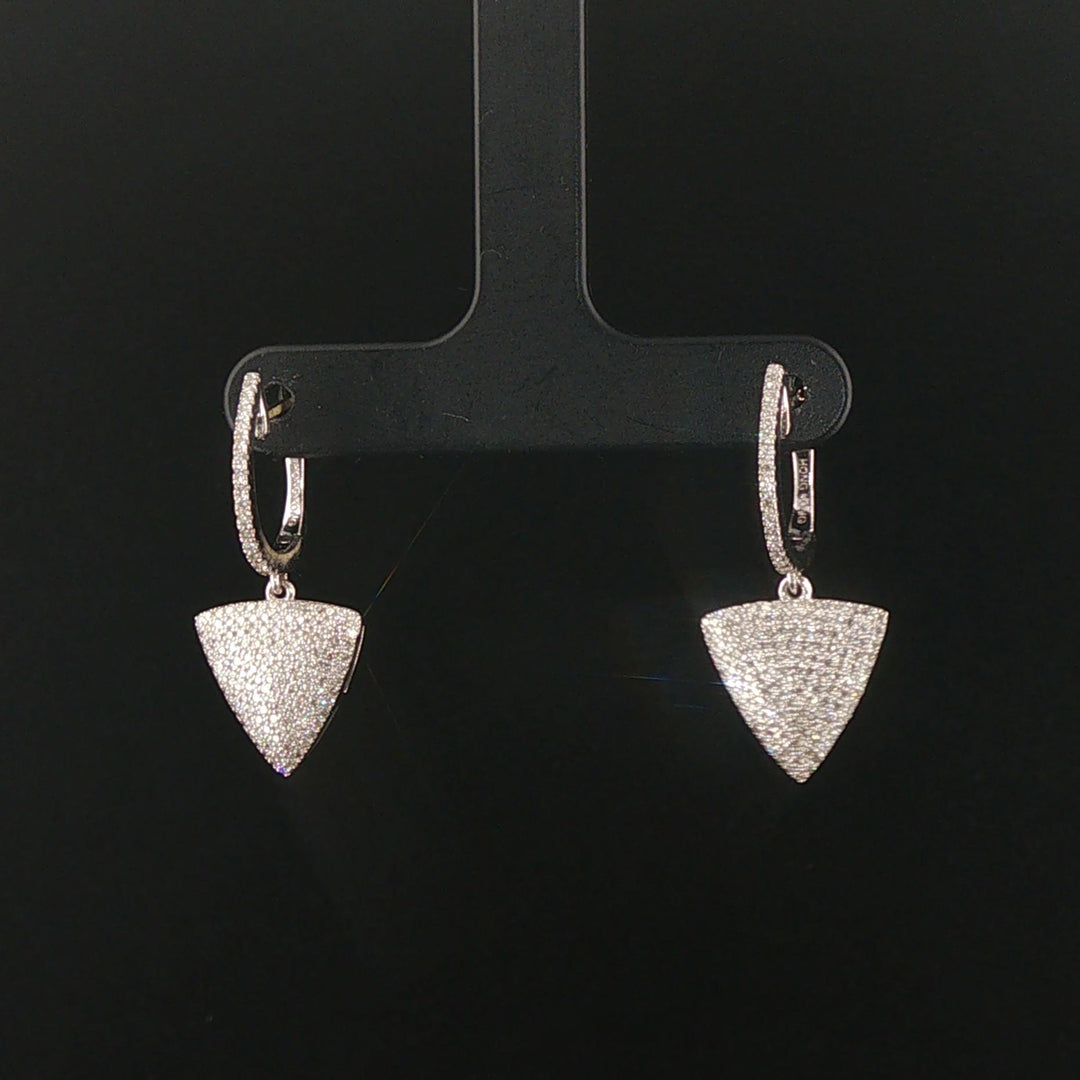 14k White Gold and 2cttw Pave Diamond Drop Dangle Earrings